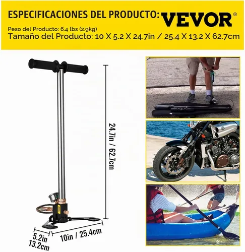 Vista 7 de BestEquip Airgun PCP Pump 4500PSI Bomba de mano de alta presión Bomba de 3 etapas Bomba de aire PCP