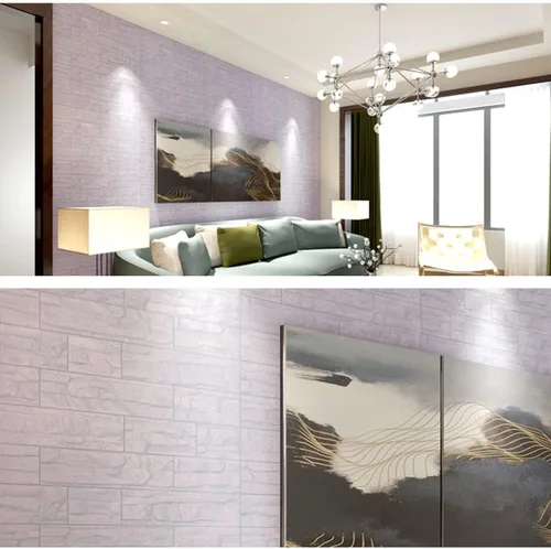 Vista 4 de ECYC Ltd 1 panel de pared de espuma 3D de 23.62 x 23.62 pulgadas, autoadhesivo, impermeable, para sala de estar, dormitorio, fondo de televisión