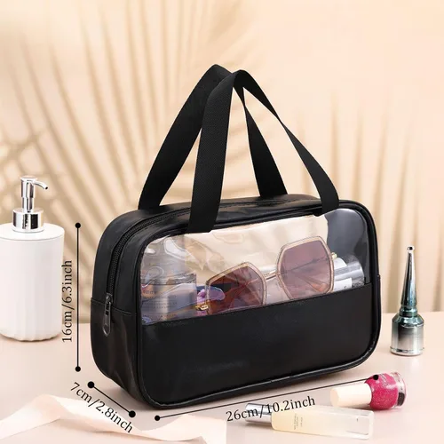 Vista 2 de Buryeah 9 piezas translúcidas bolsa de maquillaje organizador de artículos de tocador para mujeres y hombres, bolsa de viaje portátil impermeable