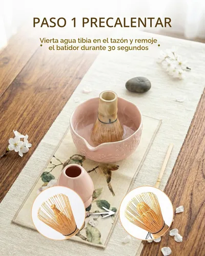 Vista 3 de SIMPLETaste Juego de batidor Matcha para amantes de las machas (rosa)