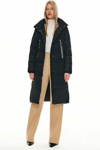 Vista 4 de Orolay Chaqueta de Plumón Larga Engrosada para Mujer, Abrigo de Plumón de Invierno, Chaqueta Acolchada con Capucha y Cremallera Lateral