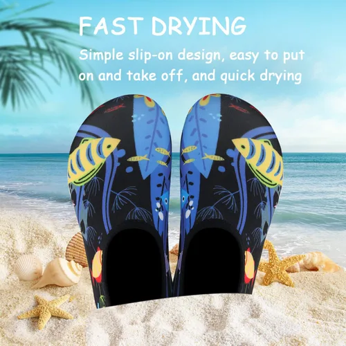 Vista 5 de ANLUKE Zapatos de agua para niños y niñas, calcetines acuáticos descalzos, de secado rápido, para playa, natación, deportes al aire libre, zapatos
