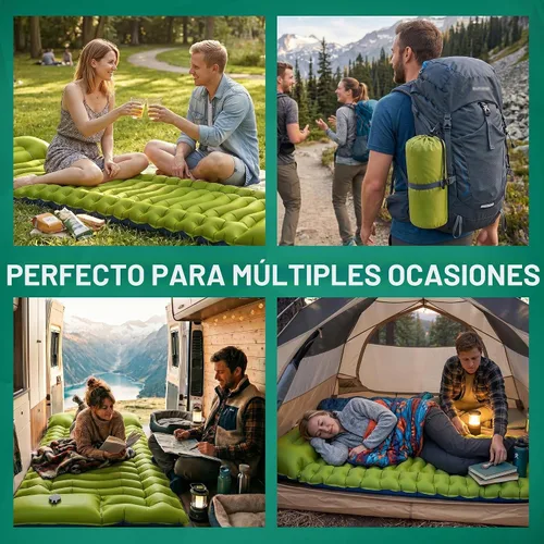 Vista 8 de Overmont Almohadilla de dormir ultraligera para acampar con almohada, bomba