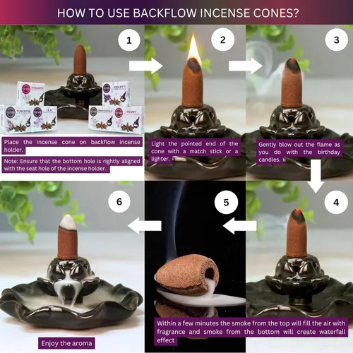 Vista 4 de Blossom - Conos de incienso de reflujo para cascada - Conos de incienso perfumados - Peonía, lila, jacinto, tuberosa, madreselva, violeta