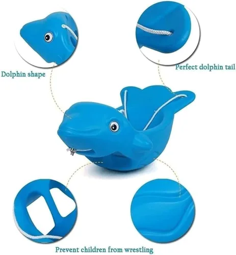 Vista 2 de Dolphin - Asiento de columpio para niños pequeños para interiores y exteriores, silla colgante de plástico para patio trasero exterior