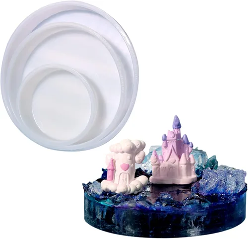 Vista 7 de 3 moldes de silicona de círculo profundo para resina, moldes de resina grandes brillantes redondos profundos, 8 x 2 pulgadas de alto. 6 x 2 pulgadas