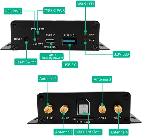 Vista 6 de HLT Adaptador NGFF (M.2) 4G/5G a USB 3.0 con alimentación auxiliar y ventilador enfriador