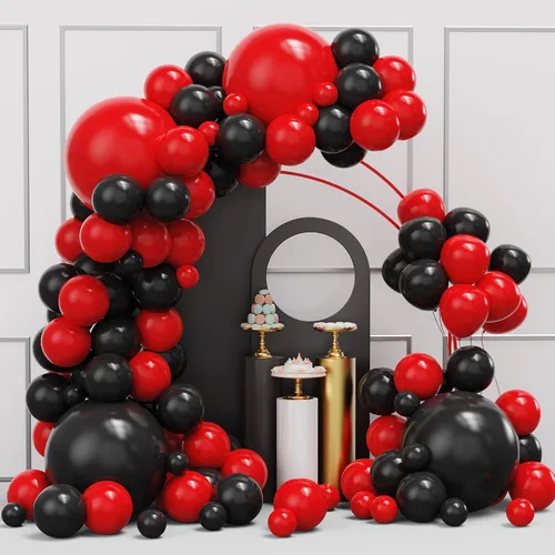 Vista 22 de Kit de arco de guirnalda de globos de color dorado y negro, 134 globos metálicos dorados y negros con diferentes tamaños para graduación