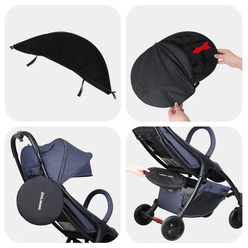Vista 6 de Beberoad Love Cubierta de parasol para cochecito y mosquitera (negro) Cremallera de 2 vías, fácil instalación, fácil de almacenar