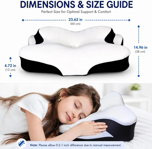 Vista 2 de Almohada cervical para dormir de lado, almohada ergonómica de espuma viscoelástica para aliviar el dolor de cuello y hombros, almohada ortopédica