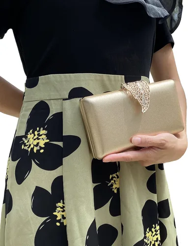 Vista 5 de Cirilla Bolso de noche de la PU de las mujeres bolso de embrague Crossbody bolso con hoja estilo flip lock para boda cóctel banquete
