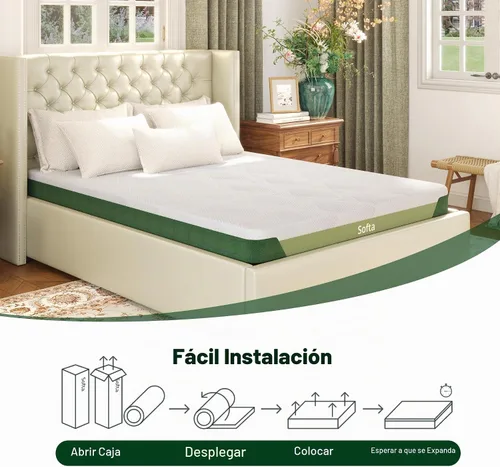 Vista 9 de Softa - Colchón de espuma viscoelástica de gel refrigerante doble, 6