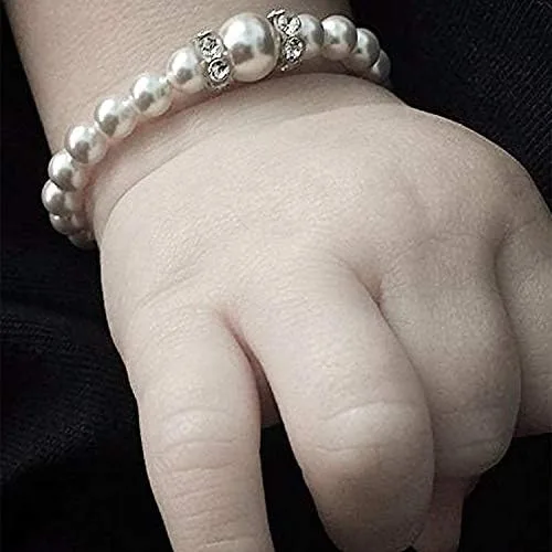 Vista 2 de Crystal Dream - Pulsera elegante de plata de ley con perlas de imitación blancas Swarovski (b131)