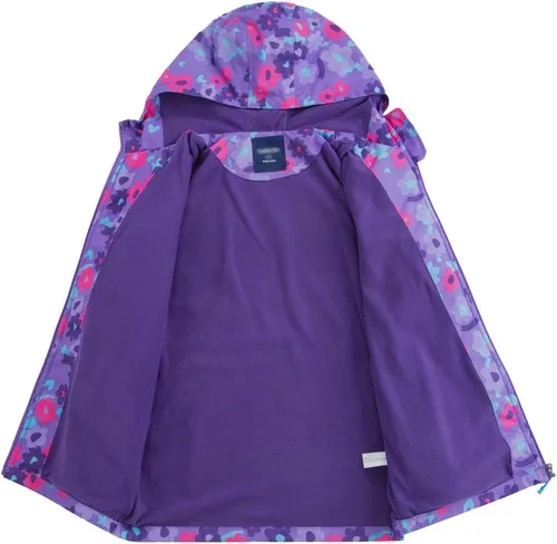 Vista 3 de M2C Chaqueta ligera y resistente al viento con forro polar floral para niñas con capucha