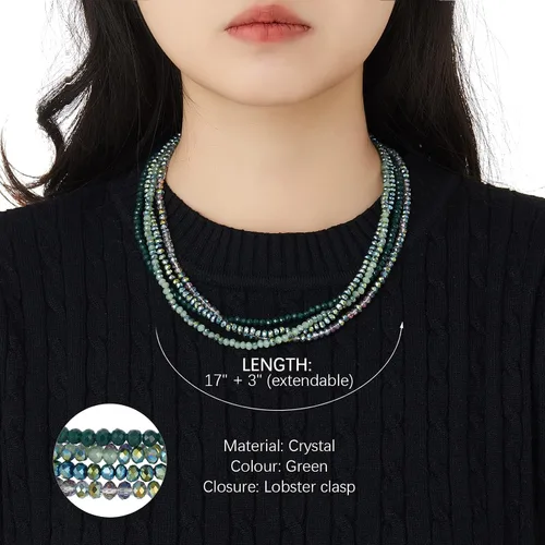 Vista 5 de Noessla Multi-layer Crystals Beaded Choker Necklace for Women Colorful Boho Statement Necklace Trendy Costume Party Jewelry Mothers day Gifts for Mom