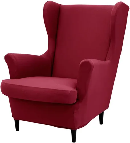 Vista 25 de Fundas para silla Wingback, 2 piezas, fundas elásticas para sillón de ala de color sólido con parte inferior elástica, protector de muebles