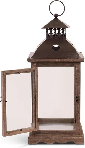 Vista 2 de Accent Plus 57071754 - Farol de vela grande con encanto rústico, sin tamaño, color marrón