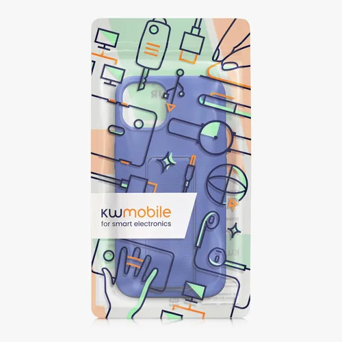 Vista 7 de kwmobile Funda compatible con Apple iPhone 13 - Funda con correa de mano y soporte revestimiento de silicona TPU suave - Azul Báltico