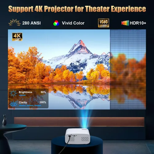 Vista 6 de Mini proyector inteligente, proyector portátil 1080P 4K