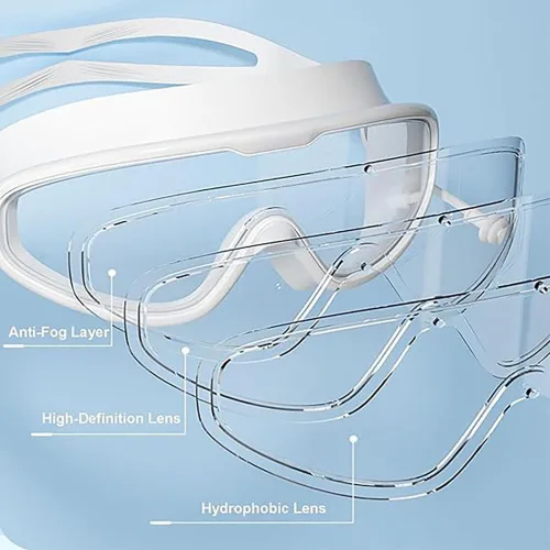 Vista 5 de Gafas cósmicas, gafas de natación con marco grande HD para niños, impermeables y antivaho