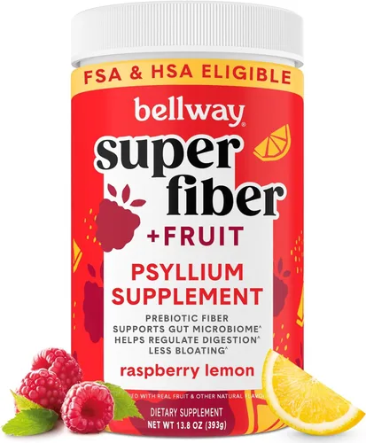 Vista 10 de Bellway Polvo súper fibra + fruta, sin azúcar, suplemento de fibra en polvo de cáscara de psyllium orgánico para regularidad, alivio de la hinchazón