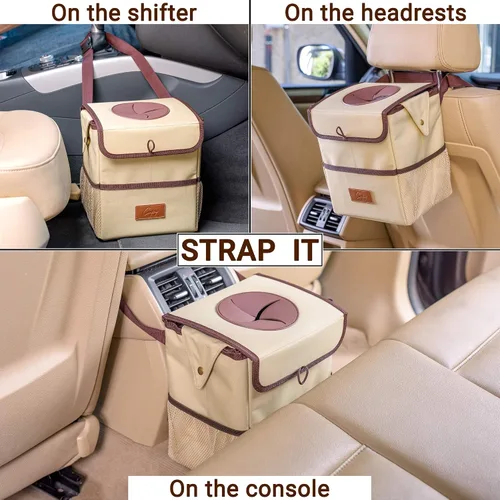 Vista 5 de Creathing - Bote de basura para coche, impermeable, con tapa, consola o asiento