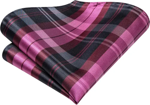Vista 137 de Hi-Tie Corbatas de seda para hombre, diseño de cachemira a rayas, con bolsillo, gemelos cuadrados, conjunto formal de negocios