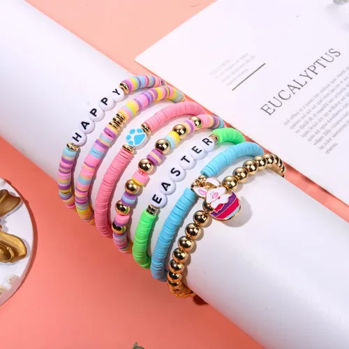 Vista 213 de Surfer Heishi - Pulseras apilables para mujer, apilables, de vinilo arcoíris, disco de arcilla, pulseras elásticas para la amistad, joyería bohemia