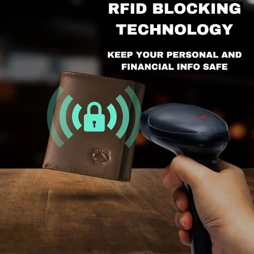 Vista 48 de Stealth Mode Cartera de cuero triple RFID para hombres con soporte de identificación abatible (negro)