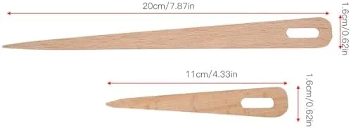 Vista 4 de 5 agujas de tejer de ojo grande, aguja de ganchillo de madera para tejer a mano, tenedor de madera, aguja de ojo, herramienta de tejer tapiz