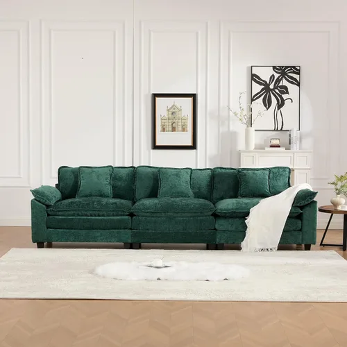 Vista 43 de Sofá seccional modular, sofá seccional en forma de L de 76.7 pulgadas con otomana móvil, cómodo loveseat de chenilla nube con reposabrazos