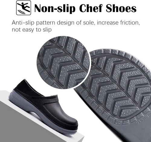 Vista 3 de Zapatos de chef para hombres y mujeres zuecos de cocina para hombres zapatos de cocina zapatos de trabajo de enfermera zapatos de trabajo