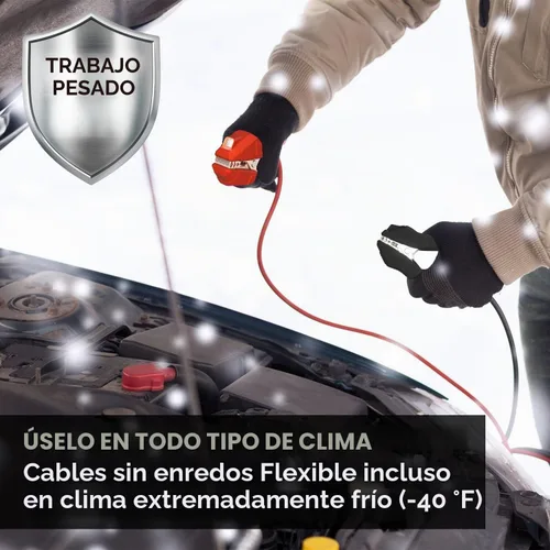 Vista 4 de Energizer - Cables de puente para batería de auto con luces LED integradas, cables resistentes para arrancar baterías muertas o débiles, bolsa