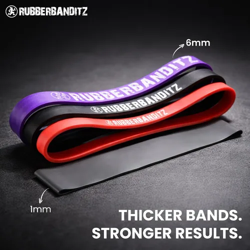 Vista 6 de Rubberbanditz Bandas extra gruesas para glúteos y piernas, mini bucle para caderas, muslos, glúteos, abdominales, bandas de resistencia de cadera