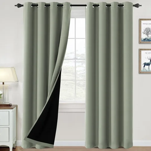 Vista 123 de H.VERSAILTEX Cortinas 100% de opacidad para dormitorio, con aislamiento térmico, cortinas opacas de 63 pulgadas de largo, cortinas de bloqueo