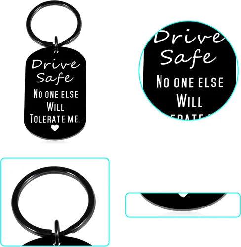 Vista 4 de XPENMULBOJA Llavero Drive Safe para el día del padre para él, marido, novio, papá, nuevo conductor, prometido, boda, regalo de cumpleaños para él
