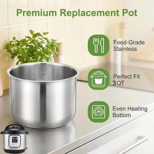 Vista 5 de Stainless Steel Inner Pot for Instant Pot 3-Qt, 304 Insert for Instant Pot