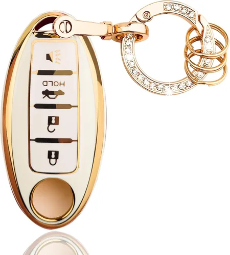 Vista 12 de OLLEN Funda para llavero de TPU de 4 botones con anillo brillante, apta para Nissan Altima Sentra Maxima Murano Rogue Armada Pathfinder, funda