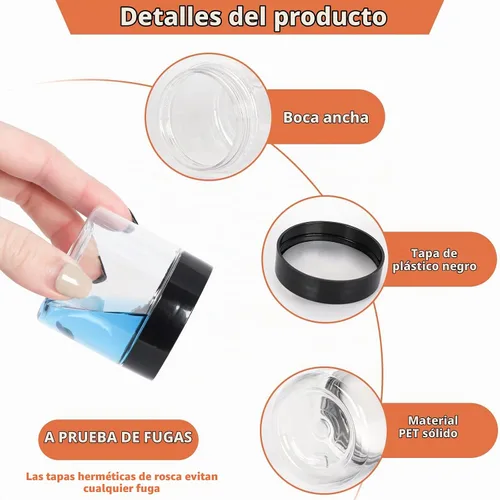 Vista 3 de Betrome 50 tarros redondos de plástico transparente de 2 onzas con tapas