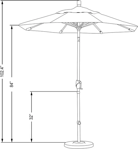 Vista 4 de California Umbrella 7.5' paraguas redondo de aluminio del mercado, elevación de la manivela