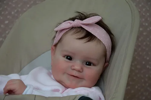 Vista 7 de TERABITHIA Muñeca realista de bebé recién nacida sonriente de 20 pulgadas, hecha a mano en vinilo suave y cuerpo pesado, My Little Sweetheart