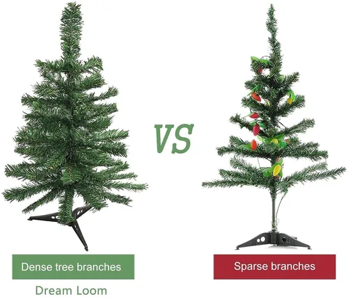 Vista 5 de Mini árbol de pino artificial de Navidad de 18 pulgadas con luces LED y adornos (árbol verde, luz multicolor)