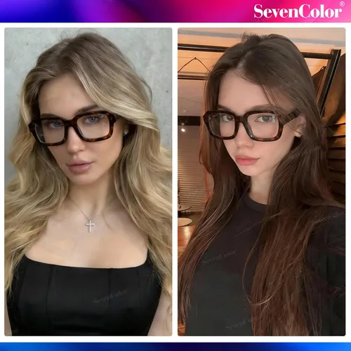 Vista 3 de Lentes cuadrados retro para mujeres y hombres, anteojos gruesos rectangulares de luz azul, anteojos gruesos estilo de los años 90