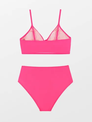 Vista 6 de CUPSHE - Conjunto de bikini torcido de cintura alta con cuello en V para mujer color rojo