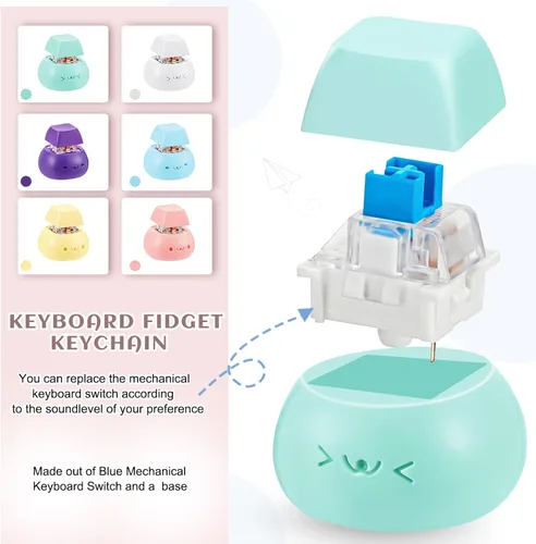 Vista 5 de Taiyin - Teclado de juguete con clic, llavero de juguete para la ansiedad, juguete de descompresión, botón de alivio del estrés, regalo para adultos