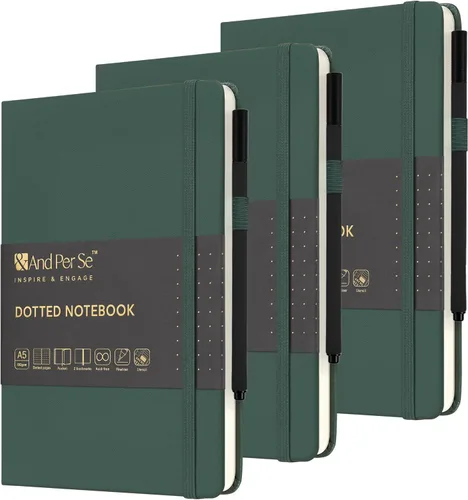 Vista 22 de &And Per Se Juego de diario y bolígrafo forrados (3 paquetes), cuaderno de tapa dura de cuero A5 con bolígrafo y juego de papelería, 160 páginas