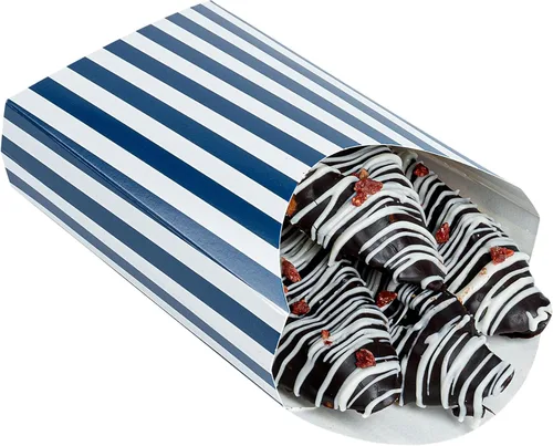 Vista 12 de Restaurantware Bio Tek - Taza de papas fritas desechables de 4.7 x 3.5 x 5.1 pulgadas, 100 vasos desechables para refrigerios, papel azul y blanco