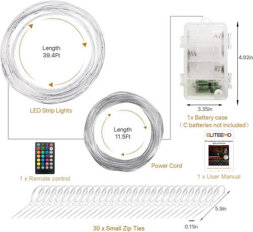 Vista 7 de Versión de control de aplicación mejorada: luces LED para cama elástica, aplicación y control remoto, luz LED para cama elástica, caja de batería C