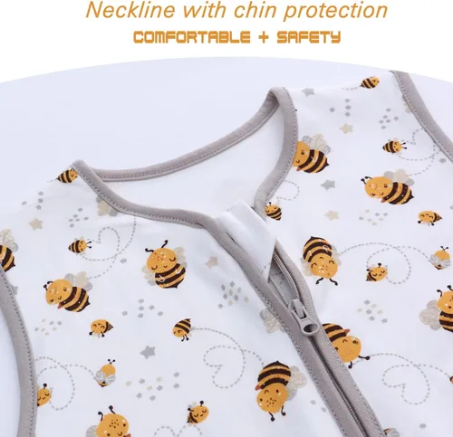 Vista 4 de Miracle Baby Saco de dormir con pies - 0.5 TOG 100% algodón transpirable, diseño sin mangas, saco de dormir para bebé