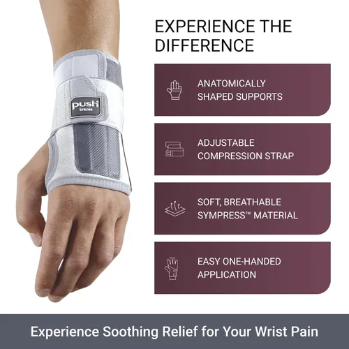 Vista 3 de PUSH Muñequera Med – Elegante soporte de muñeca con máxima inmovilización y comodidad. Alivio del dolor para lesiones de muñeca, tendinitis, túnel